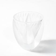 Ren Lalique Lalique Co Mid Century Modernist Frosted Crystal Thebes Vase signed Lalique - 4623065