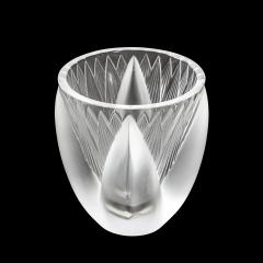 Ren Lalique Lalique Co Mid Century Modernist Frosted Crystal Thebes Vase signed Lalique - 4623109
