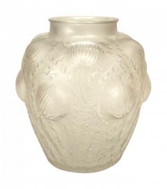 Ren Lalique Lalique Co Pair of French Art Deco Frosted Glass Domremy Lalique Vases - 4197226
