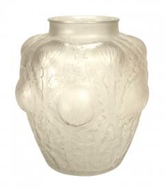 Ren Lalique Lalique Co Pair of French Art Deco Frosted Glass Domremy Lalique Vases - 4197227