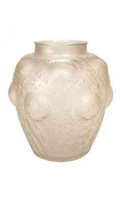 Ren Lalique Lalique Co Pair of French Art Deco Frosted Glass Domremy Lalique Vases - 4197228