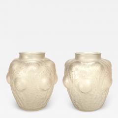 Ren Lalique Lalique Co Pair of French Art Deco Frosted Glass Domremy Lalique Vases - 4230661