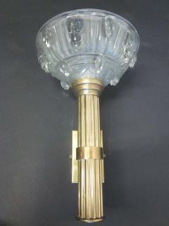 Ren Lalique Lalique Co Pair of Large French Mid Century Modern Torch Sconces Attributed to Ren Lalique - 1844237