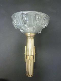 Ren Lalique Lalique Co Pair of Large French Mid Century Modern Torch Sconces Attributed to Ren Lalique - 1844239