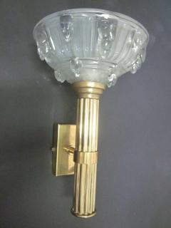 Ren Lalique Lalique Co Pair of Large French Mid Century Modern Torch Sconces Attributed to Ren Lalique - 1844242