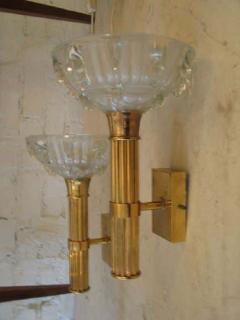 Ren Lalique Lalique Co Pair of Large French Mid Century Modern Torch Sconces Attributed to Ren Lalique - 1844244