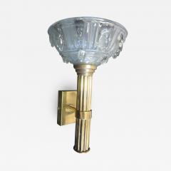 Ren Lalique Lalique Co Pair of Large French Mid Century Modern Torch Sconces Attributed to Ren Lalique - 1845771