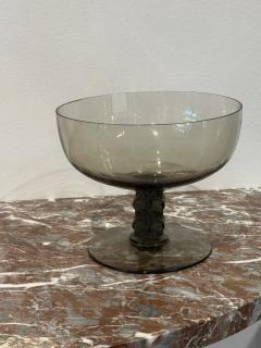 Ren Lalique Lalique Co R Lalique Saint Denis Smoke Grey Glass Tazza No 388 - 4765228