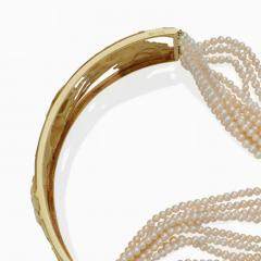 Ren Lalique Lalique Co Ren Lalique Art Nouveau 18K Gold Enamel and Seed Pearl Collier de chien - 3499815