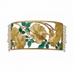 Ren Lalique Lalique Co Ren Lalique Art Nouveau 18K Gold Enamel and Seed Pearl Collier de chien - 3499856
