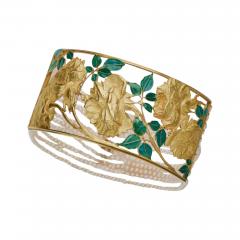 Ren Lalique Lalique Co Ren Lalique Art Nouveau 18K Gold Enamel and Seed Pearl Collier de chien - 3505393