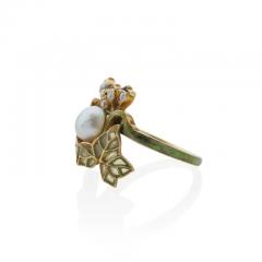 Ren Lalique Lalique Co Ren Lalique Art Nouveau Natural Pearl Diamond and Plique jour Enamel Lierre - 3499837