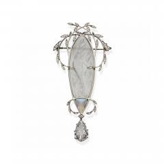 Ren Lalique Lalique Co Ren Lalique Diamond and Carved Crystal Brooch - 3683304