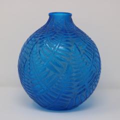 Ren Lalique Lalique Co Rene Lalique Electric Blue Glass Espalion Vase - 3923824