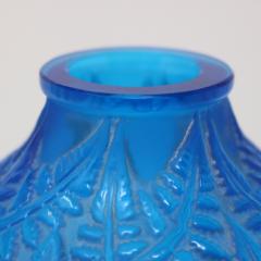 Ren Lalique Lalique Co Rene Lalique Electric Blue Glass Espalion Vase - 3923831