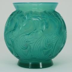 Ren Lalique Lalique Co Rene Lalique Opalescent Mint Coloured Glass Le Mans Vase - 2039043