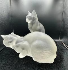 Ren Lalique Lalique Co Two Cat by Ren Lalique in frosted glass - 3821032