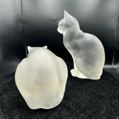 Ren Lalique Lalique Co Two Cat by Ren Lalique in frosted glass - 3821034