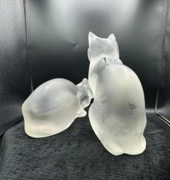 Ren Lalique Lalique Co Two Cat by Ren Lalique in frosted glass - 3821035