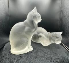 Ren Lalique Lalique Co Two Cat by Ren Lalique in frosted glass - 3821046