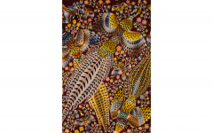 Ren Perrot Modern Aubusson tapestry by Ren Perrot Three pheasants wool - 2160464