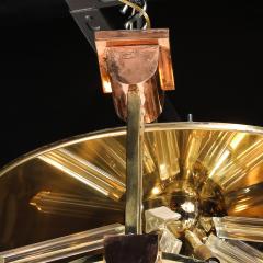 Ren Pottier Art Deco Machine Age Brass Copper Rectangular Chandelier by Ren Pottier - 4377123