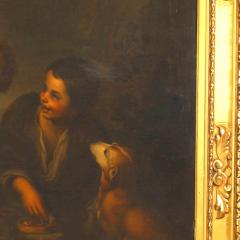Renaissance Oil Painting of Boys and Dog - 4630476