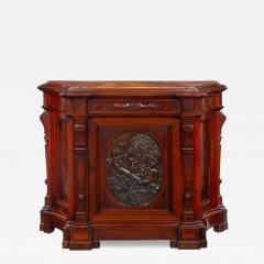 Renaissance Revival Walnut and Marble Cabinet w Bronze Clodion Plaque - 4504324