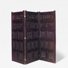Renaissance Style Carved Oak 3 Fold Screen - 4708699