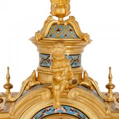 Renaissance style gilt bronze and enamel mantel clock - 3530653