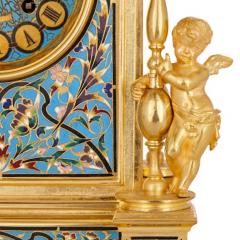 Renaissance style gilt bronze and enamel mantel clock - 3530655