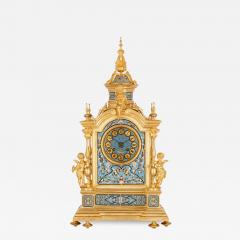 Renaissance style gilt bronze and enamel mantel clock - 3532284