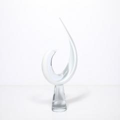 Renato Anatra Mid Century White Transparent Murano Glass Bird Sculpture signed Renato Anatra - 4347590