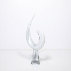 Renato Anatra Mid Century White Transparent Murano Glass Bird Sculpture signed Renato Anatra - 4347591