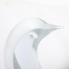 Renato Anatra Mid Century White Transparent Murano Glass Bird Sculpture signed Renato Anatra - 4347593