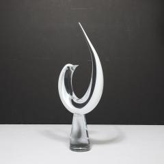 Renato Anatra Mid Century White Transparent Murano Glass Bird Sculpture signed Renato Anatra - 4347597