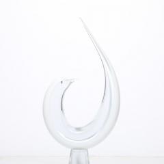 Renato Anatra Mid Century White Transparent Murano Glass Bird Sculpture signed Renato Anatra - 4347598