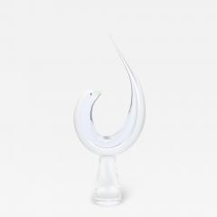 Renato Anatra Mid Century White Transparent Murano Glass Bird Sculpture signed Renato Anatra - 4351392