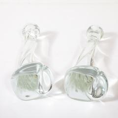 Renato Anatra Pair of Signed Renato Anatra Transparent Sculptural Murano Glass Candlesticks - 4745563