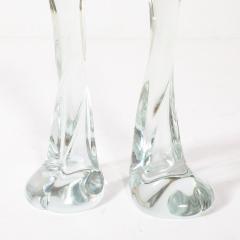 Renato Anatra Pair of Signed Renato Anatra Transparent Sculptural Murano Glass Candlesticks - 4745608