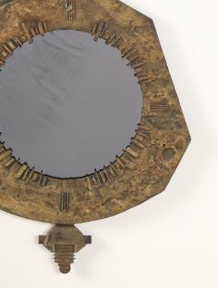 Renato Vanzelli Italian Brutalist Cast Bronze Wall Mirror by Renato Vanzelli Padova circa 1970 - 4783901