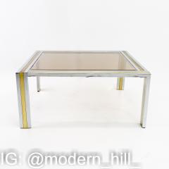 Renato Zevi Italian Mid Century Chrome Brass and Glass Coffee Table - 1869275