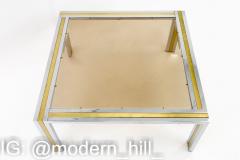 Renato Zevi Italian Mid Century Chrome Brass and Glass Coffee Table - 1869276