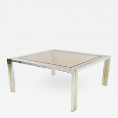 Renato Zevi Italian Mid Century Chrome Brass and Glass Coffee Table - 1876937