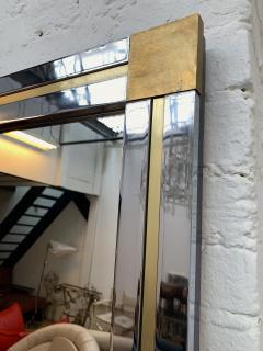 Renato Zevi Large Brass and Metal Chrome Mirror by Renato Zevi Italy 1970s - 1675668