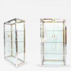 Renato Zevi Pair of Chrome and Brass Tall Zevi Vitrines - 265414