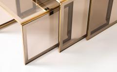 Renato Zevi Renato Zevi Set of Brass and Smoked Glass Nesting Tables Italy circa 1970 - 4420773