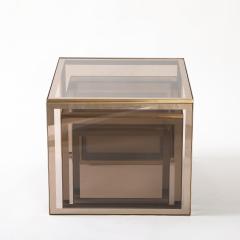 Renato Zevi Renato Zevi Set of Brass and Smoked Glass Nesting Tables Italy circa 1970 - 4420774