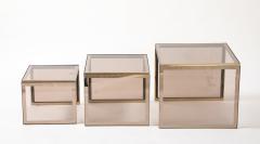 Renato Zevi Renato Zevi Set of Brass and Smoked Glass Nesting Tables Italy circa 1970 - 4420775