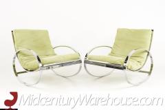 Renato Zevi for Selig Mid Century Chrome Elliptical Rocking Chairs A Pair - 2577009